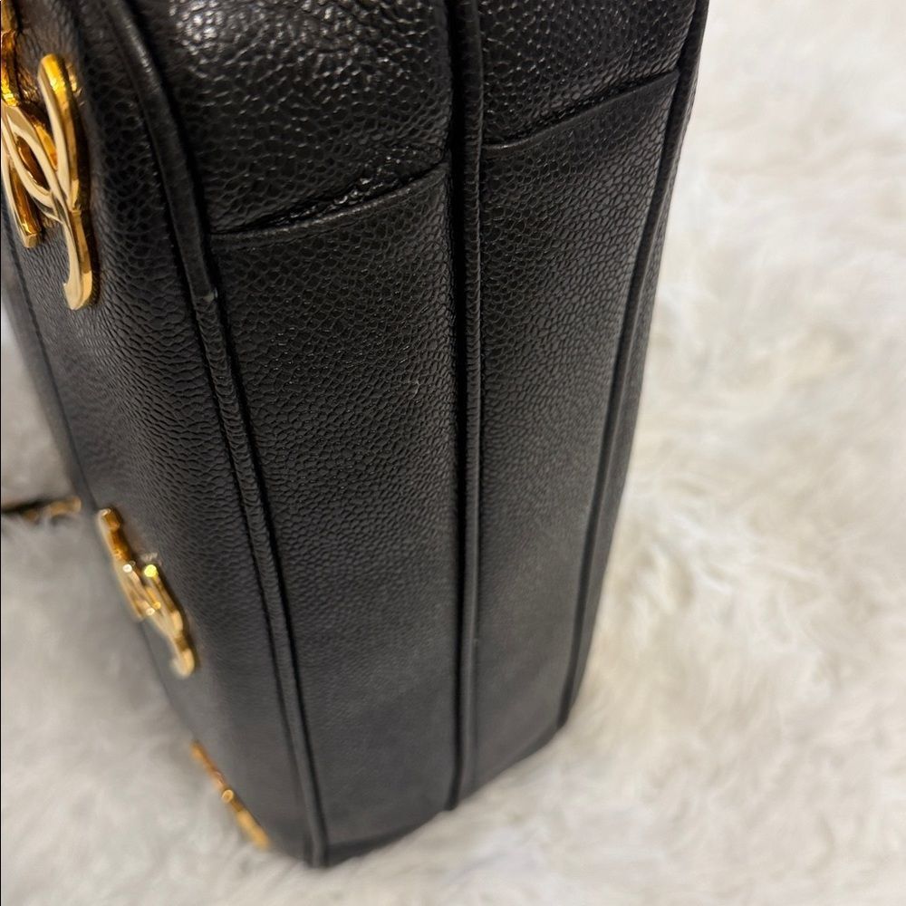 Authentic Chanel Triple CC Black/Gold Caviar Leather Chanel Shoulder Bag. - Picture 16 of 17